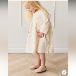 Jaime Kay 100% Organic Cotton Floral Cream Dress with Pink Flowers